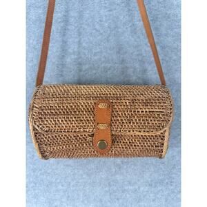 Vintage Streetlevel Ata Grass Basket Weave Crossbody Purse Beach Vacation Rattan